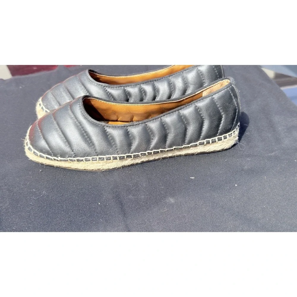 Franco Sarto Black Leather Espadrilles Flats – Women's Size‎ 5.5